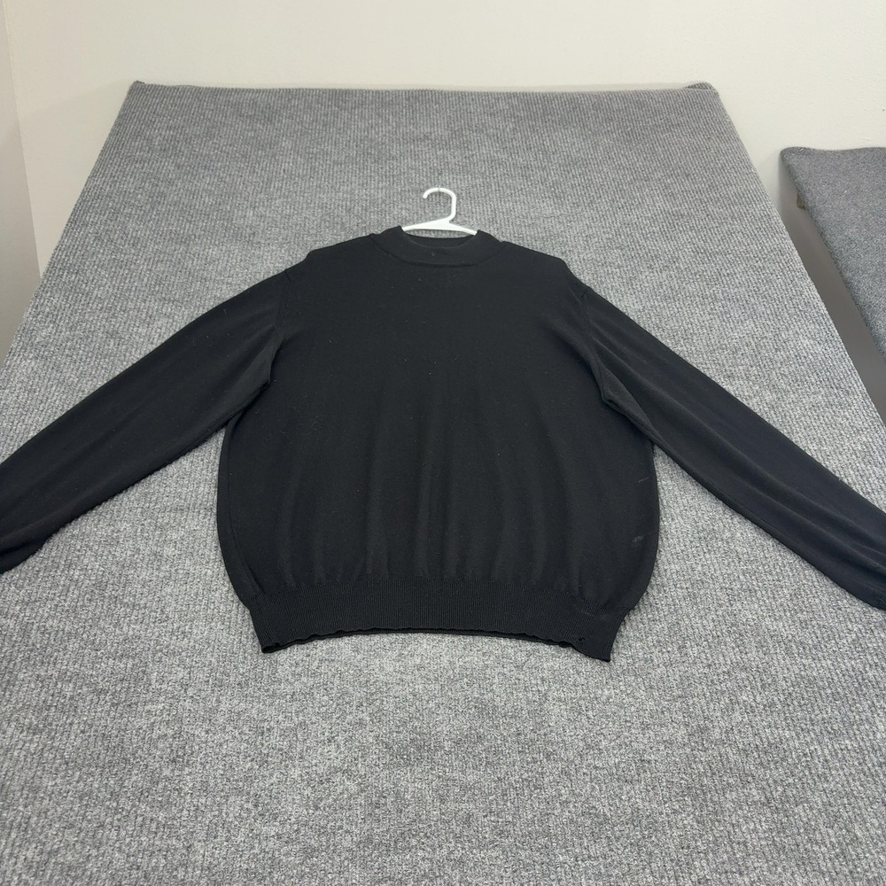 J Ashford Sweater Mens L Black Knit Mock Neck Classic Minimalist